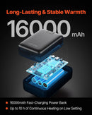 VEVOR 2530 sieviešu apsildāms flīsa džemperis ar 16 000 mAh akumulatoru, 6 sildīšanas zonām un 3 temperatūras līmeņiem