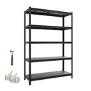 VEVOR lieljaudas metāla uzglabāšanas plaukts, 5 regulējami līmeņi, kopējā kravnesība 1134 kg, tērauda plauktu sistēma 1230 × 465 × 1813 mm, garāžai, noliktavai, pagrabam, darbnīcai un virtuvei, melns.