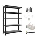 VEVOR lieljaudas metāla uzglabāšanas plaukts, 5 regulējami līmeņi, kopējā kravnesība 1134 kg, tērauda plauktu sistēma 1230 × 465 × 1813 mm, garāžai, noliktavai, pagrabam, darbnīcai un virtuvei, melns.