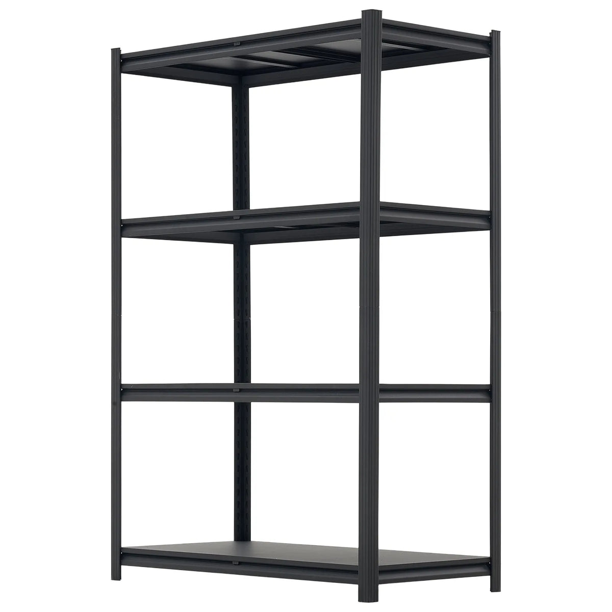 VEVORi suure kandevõimega 4-tasandiline reguleeritav metallist hoiuriiul, kogukandevõime 1088,6 kg, terasest riiulisüsteem 1030 × 522 × 1529 mm, garaažile, töökodale, laole ja keldrile, must