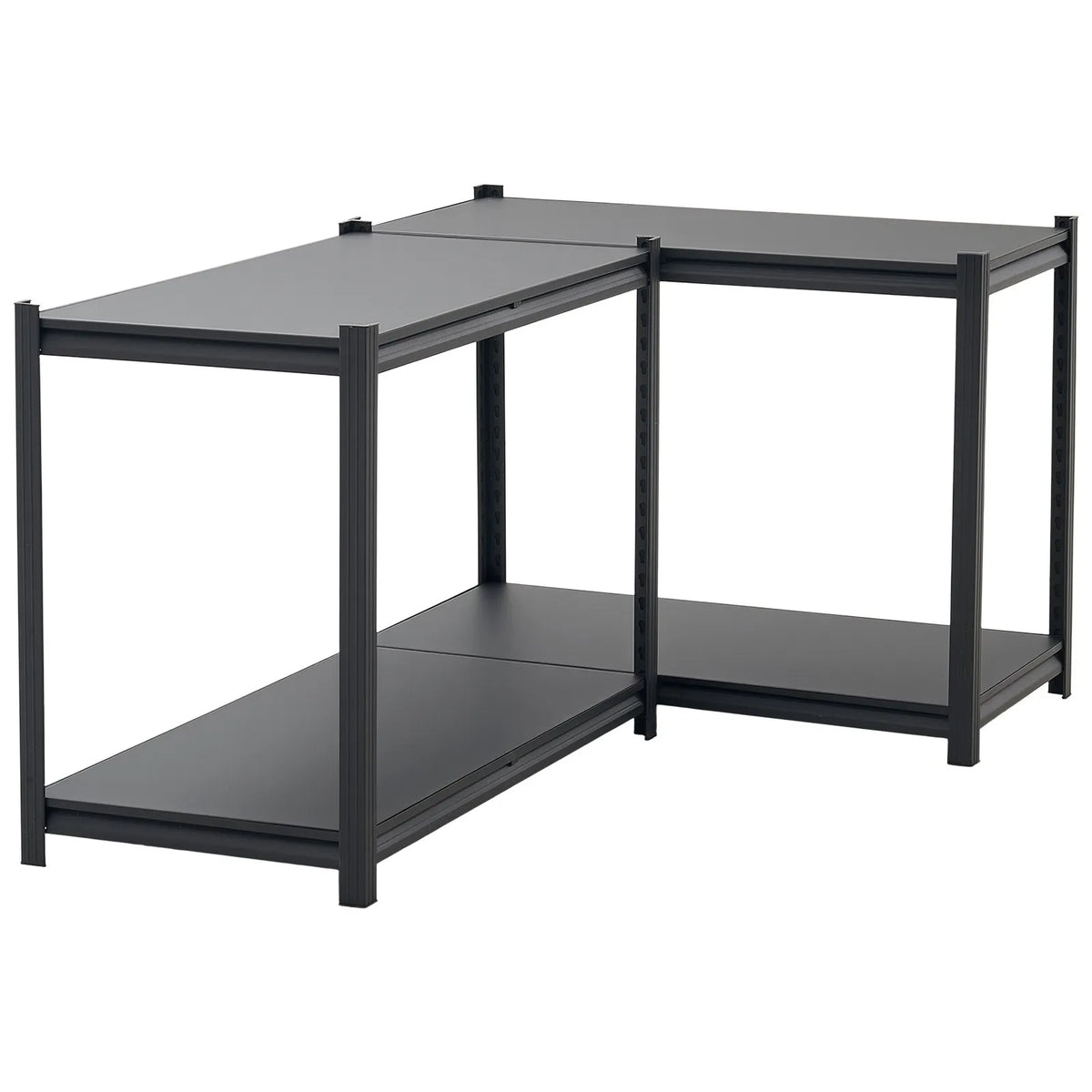 VEVORi suure kandevõimega 4-tasandiline reguleeritav metallist hoiuriiul, kogukandevõime 1088,6 kg, terasest riiulisüsteem 1030 × 522 × 1529 mm, garaažile, töökodale, laole ja keldrile, must