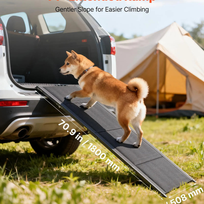 VEVOR suņu rampa automašīnām, 180 × 50,8 cm, salokāma, kravnesība līdz 113 kg, neslīdoša Oxford auduma virsma, piemērota vidējiem un lieliem suņiem, pārnēsājama, piemērota SUV un kravas automašīnām - ZEMLETES.LV