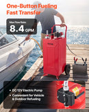 VEVOR FF-930EQ degvielas ratiņi, 113,6 l, 12 V elektriskais sūknis, līdz 32 l/min, oglekļa tērauds, 3 m šļūtene, 2 riteņi, benzīnam un dīzeļdegvielai