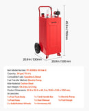 VEVOR FF-930EQ degvielas ratiņi, 113,6 l, 12 V elektriskais sūknis, līdz 32 l/min, oglekļa tērauds, 3 m šļūtene, 2 riteņi, benzīnam un dīzeļdegvielai
