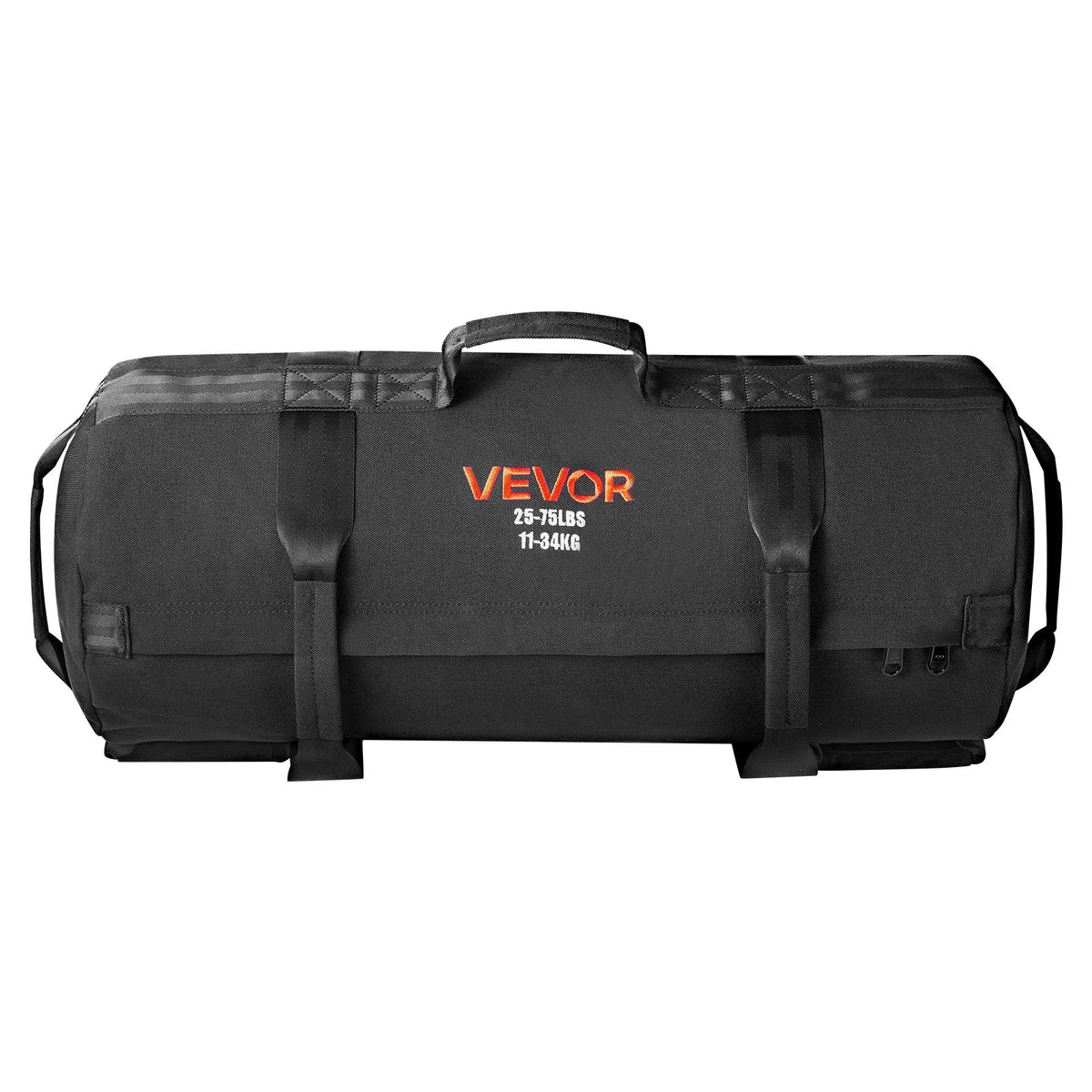 VEVOR regulējams treniņu smilšu maiss ar rokturiem, 11–34 kg, fitnesa un spēka treniņiem, melns (bez pildījuma) - ZEMLETES.LV