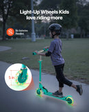 VEVOR divriteņu skrejritenis bērniem no 3 gadu vecuma ar LED gaismas riteņiem, regulējamu stūres augstumu, platu pretslīdes platformu, salokāmu un vieglu rāmi, kravnesība līdz 49,9 kg, zaļš