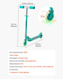 VEVOR divriteņu skrejritenis bērniem no 3 gadu vecuma ar LED gaismas riteņiem, regulējamu stūres augstumu, platu pretslīdes platformu, salokāmu un vieglu rāmi, kravnesība līdz 49,9 kg, zaļš