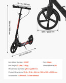 VEVOR divriteņu skrejritenis bērniem no 8 gadu vecuma, pusaudžiem un pieaugušajiem ar regulējamu stūres augstumu, platu pretslīdes platformu, salokāmu un vieglu rāmi, kravnesība līdz 99,8 kg, melns