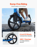 VEVOR divriteņu skrejritenis bērniem no 8 gadu vecuma, pusaudžiem un pieaugušajiem ar regulējamu stūres augstumu, platu pretslīdes platformu, salokāms un viegls, kravnesība līdz 99,8 kg, melns/zils