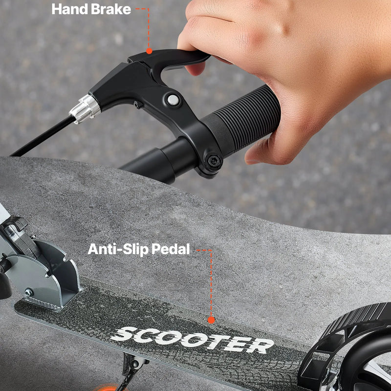 VEVOR divriteņu skrejritenis bērniem no 8 gadu vecuma, pusaudžiem un pieaugušajiem ar regulējamu stūres augstumu, platu pretslīdes platformu, salokāmu un vieglu rāmi, kravnesība līdz 99,8 kg, pelēks