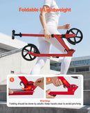 VEVOR divriteņu skrejritenis bērniem no 8 gadu vecuma, pusaudžiem un pieaugušajiem ar regulējamu stūres augstumu, platu pretslīdes platformu, salokāms un viegls, kravnesība līdz 99,8 kg, sarkans/melns