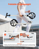 VEVOR divriteņu skrejritenis bērniem no 8 gadu vecuma, pusaudžiem un pieaugušajiem ar regulējamu stūres augstumu, platu pretslīdes platformu, salokāms un viegls, kravnesība līdz 99,8 kg, balts/melns