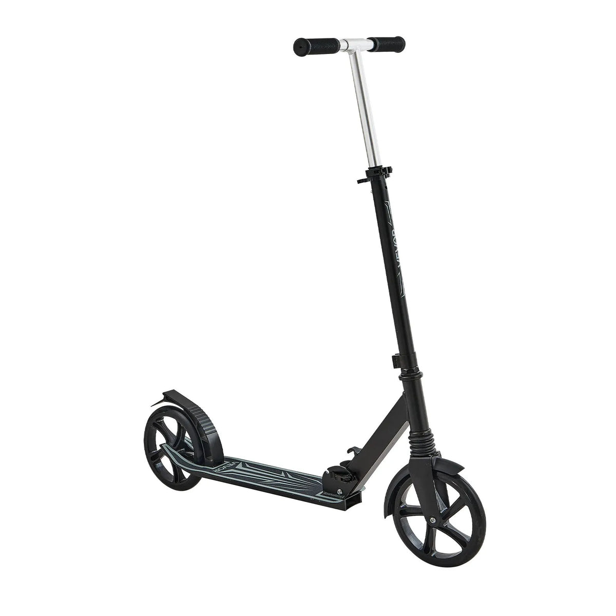 VEVOR divriteņu skrejritenis bērniem no 8+, pusaudžiem un pieaugušajiem, ar regulējamu stūres augstumu, platu pretslīdes platformu, salokāmu vieglu rāmi, kravnesība līdz 99,8 kg, melns. - ZEMLETES.LV