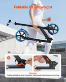 VEVOR divriteņu skrejritenis bērniem no 8 gadu vecuma, pusaudžiem un pieaugušajiem ar regulējamu stūres augstumu, platu pretslīdes platformu, salokāmu un vieglu rāmi, kravnesība līdz 99,8 kg, zils