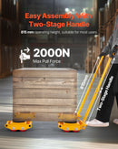 VEVOR mašīnu pārvietošanas platforma 6000 kg ar 360° rotējošu balstu un PU virziena rullīšiem, industriālais aprīkojums, dzeltens - ZEMLETES.LV