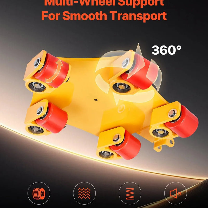 VEVOR mašīnu pārvietošanas platforma ar 360° rotējošu balstu un PU grozāmiem rullīšiem, 3992 kg, ar rokturi noliktavai un darbnīcai - ZEMLETES.LV