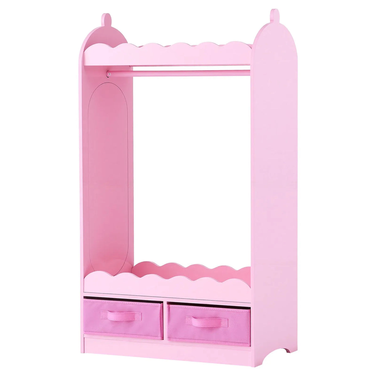 VEVOR Children's Costume Wardrobe with Mirror, Drawer and Hanging Rail, Pink