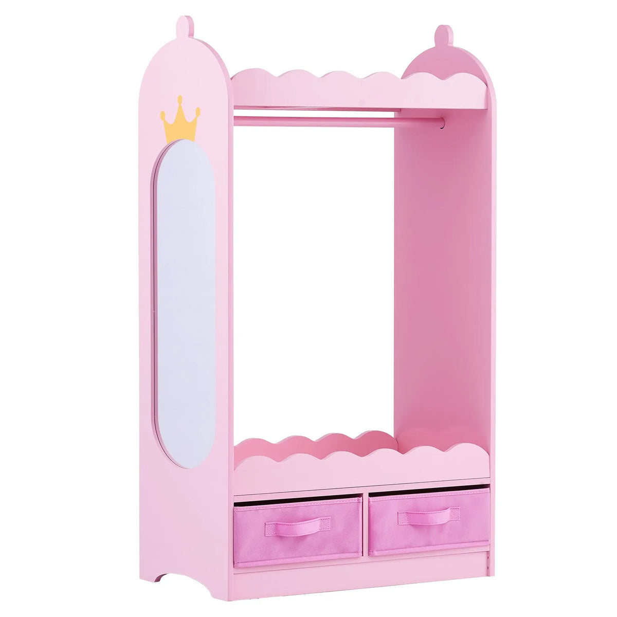 VEVOR Children's Costume Wardrobe with Mirror, Drawer and Hanging Rail, Pink