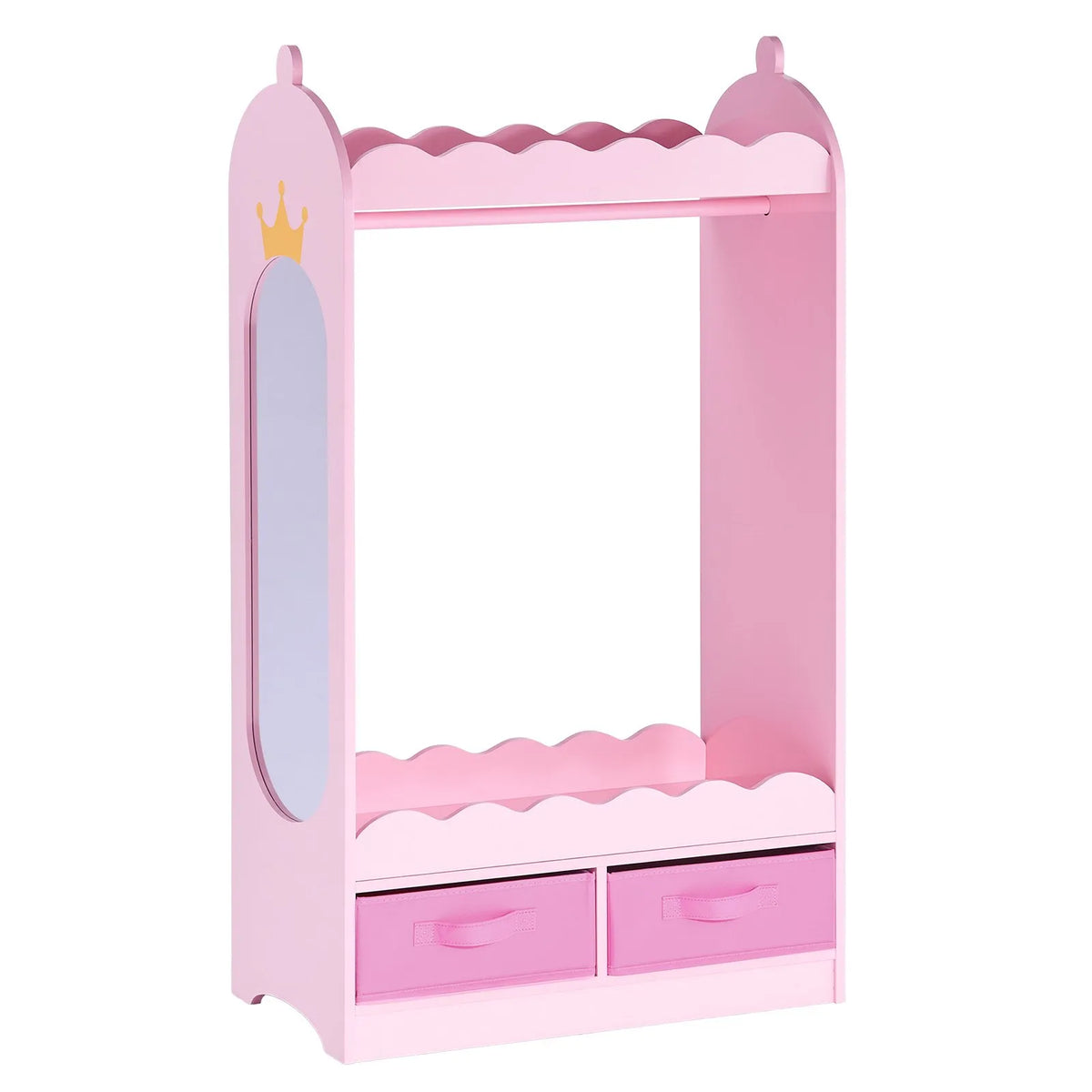 VEVOR Children's Costume Wardrobe with Mirror, Drawer and Hanging Rail, Pink