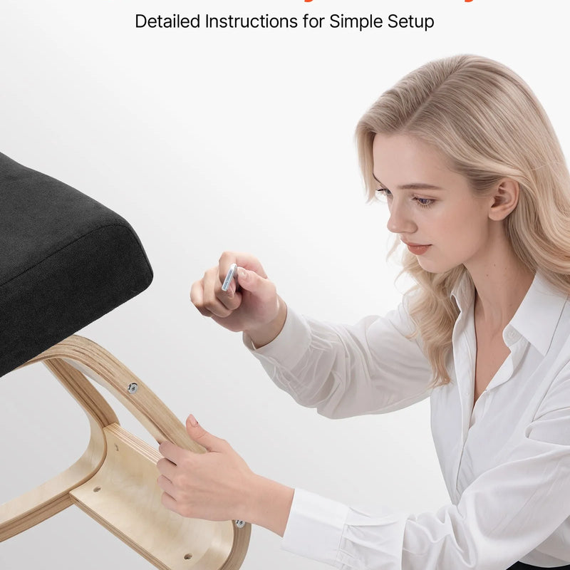 VEVOR ergonomiskais ceļgalu krēsls, koka stājas krēsls ar bieziem putu polsteriem un masīvkoka rāmi, regulējams augstums, komfortablai sēdēšanai un muguras vai kakla slodzes mazināšanai, mājām, birojam un meditācijai