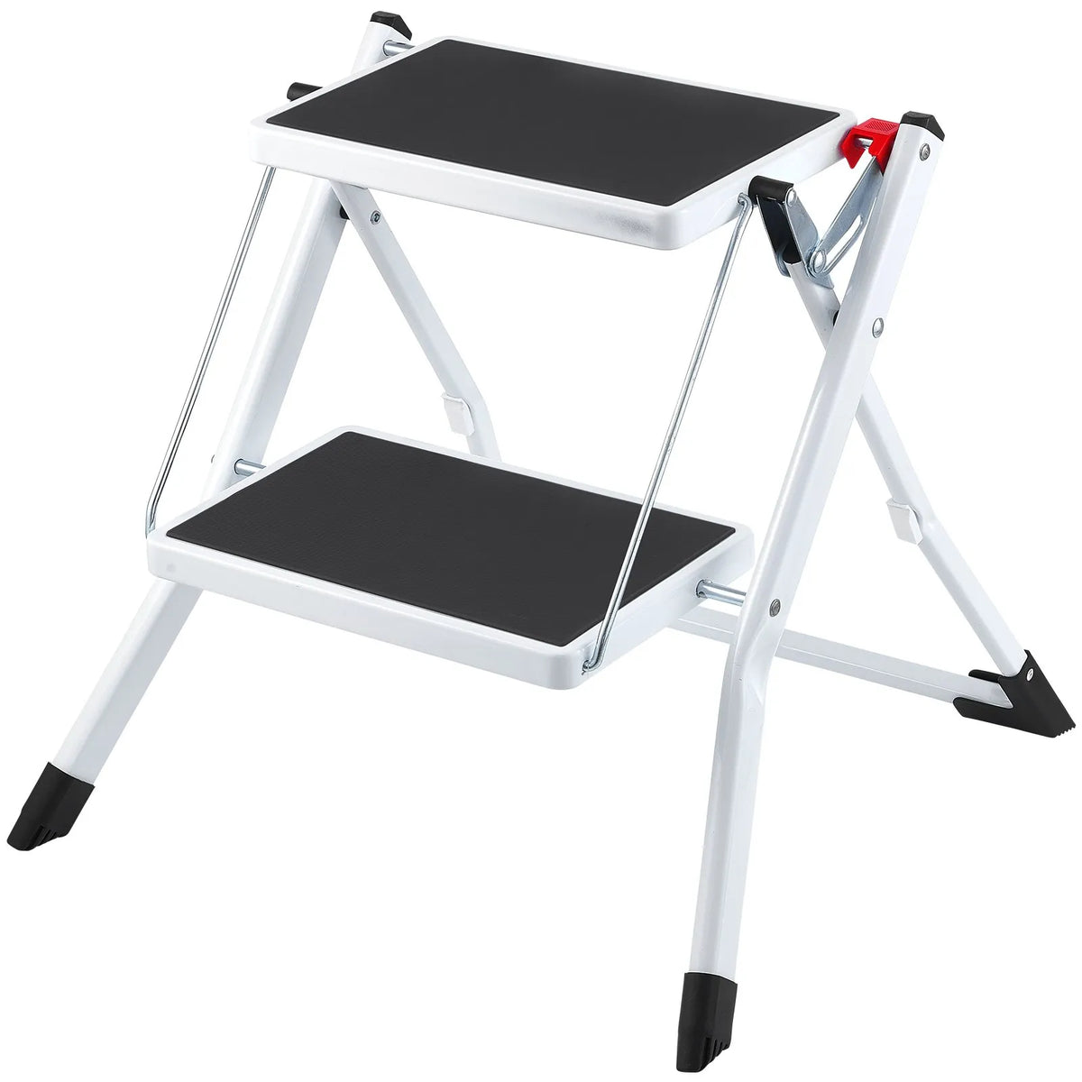 VEVOR 2 pakāpienu saliekamās tērauda kāpnes ar platu neslīdošu pakāpienu, kravnesība 150 kg, ergonomiskas daudzfunkcionālas mājai, virtuvei, birojam un kemperiem - ZEMLETES.LV