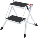 VEVOR 2 pakāpienu saliekamās tērauda kāpnes ar platu neslīdošu pakāpienu, kravnesība 150 kg, ergonomiskas daudzfunkcionālas mājai, virtuvei, birojam un kemperiem - ZEMLETES.LV