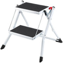 VEVOR 2 pakāpienu saliekamās tērauda kāpnes ar platu neslīdošu pakāpienu, kravnesība 150 kg, ergonomiskas daudzfunkcionālas mājai, virtuvei, birojam un kemperiem - ZEMLETES.LV