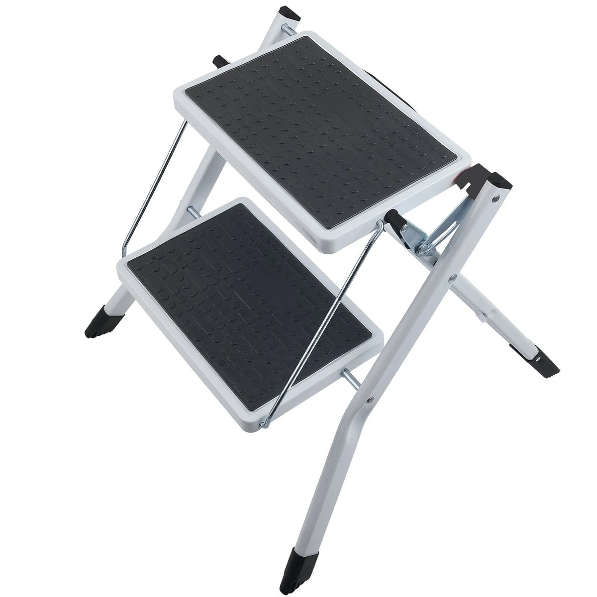 VEVOR 2 pakāpienu saliekamās tērauda kāpnes ar platu neslīdošu pakāpienu, kravnesība 150 kg, ergonomiskas daudzfunkcionālas mājai, virtuvei, birojam un kemperiem - ZEMLETES.LV