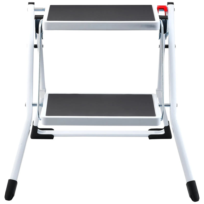 VEVOR 2 pakāpienu saliekamās tērauda kāpnes ar platu neslīdošu pakāpienu, kravnesība 150 kg, ergonomiskas daudzfunkcionālas mājai, virtuvei, birojam un kemperiem - ZEMLETES.LV