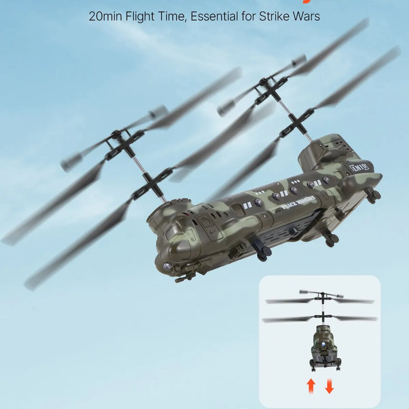 VEVOR RC helikopters, 2,4 GHz militārais tālvadības helikopters, 3,5 kanālu RC lidaparāts bērniem, 20 minūšu lidojuma laiks, viena taustiņa pacelšanās/nosēšanās un LED gaismas, lidojoša rotaļlieta bērniem no 8 gadu vecuma