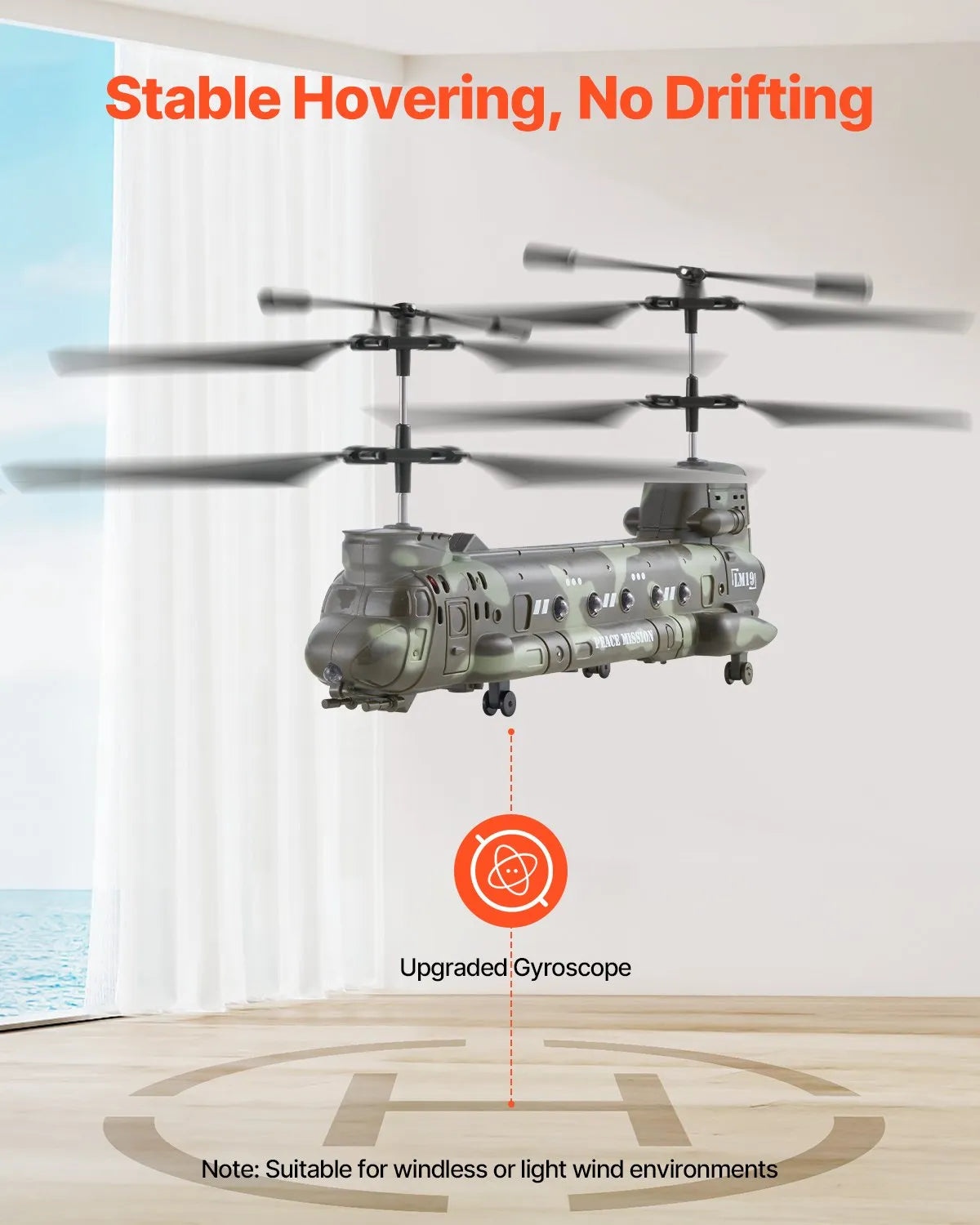 VEVOR RC-sõjaväehelikopter 2,4 GHz 3,5 kanaliga LED-iga, 20 min lend, alates 8 a