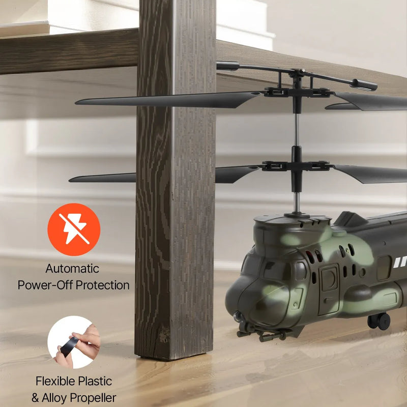 VEVOR RC helikopters, 2,4 GHz militārais tālvadības helikopters, 3,5 kanālu RC lidaparāts bērniem, 20 minūšu lidojuma laiks, viena taustiņa pacelšanās/nosēšanās un LED gaismas, lidojoša rotaļlieta bērniem no 8 gadu vecuma
