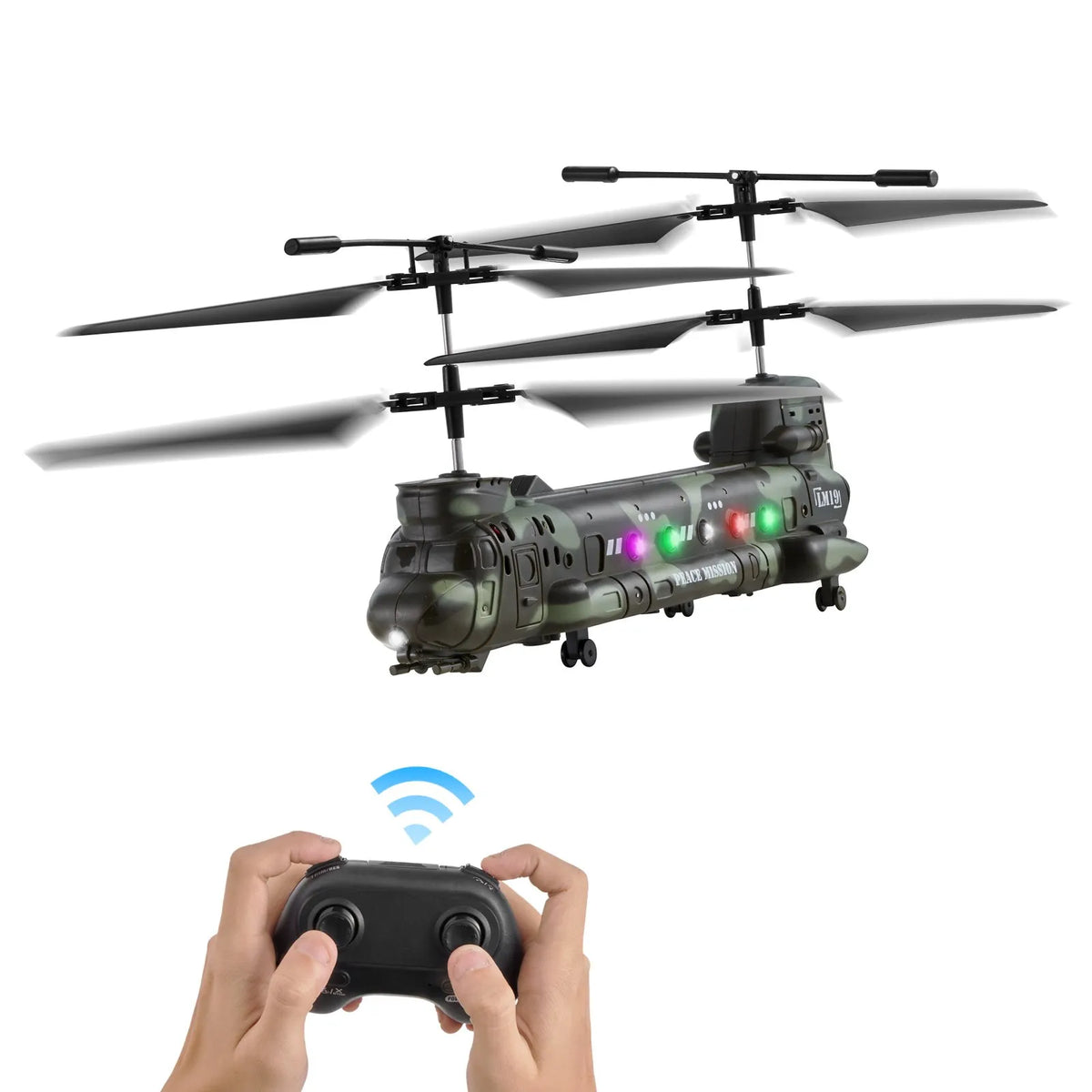 VEVOR RC-sõjaväehelikopter 2,4 GHz 3,5 kanaliga LED-iga, 20 min lend, alates 8 a