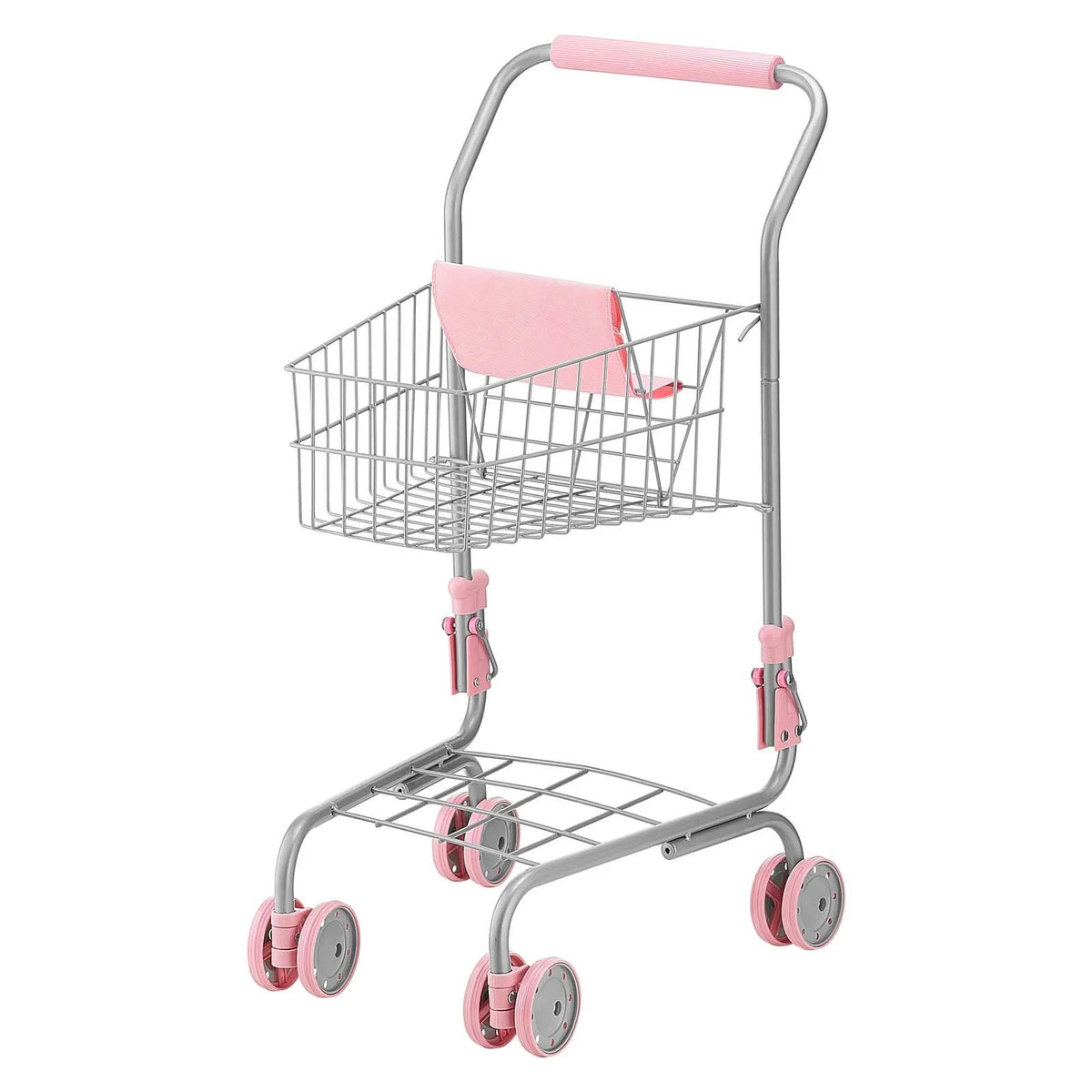 VEVOR Children's Shopping Trolley with Doll and Basket, Metal Frame, Foldable, from 3 Years