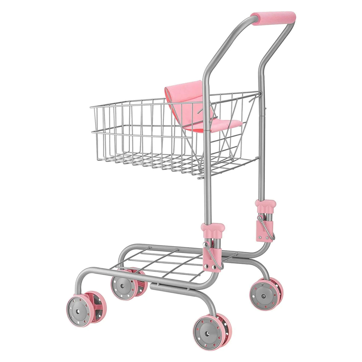 VEVOR Children's Shopping Trolley with Doll and Basket, Metal Frame, Foldable, from 3 Years