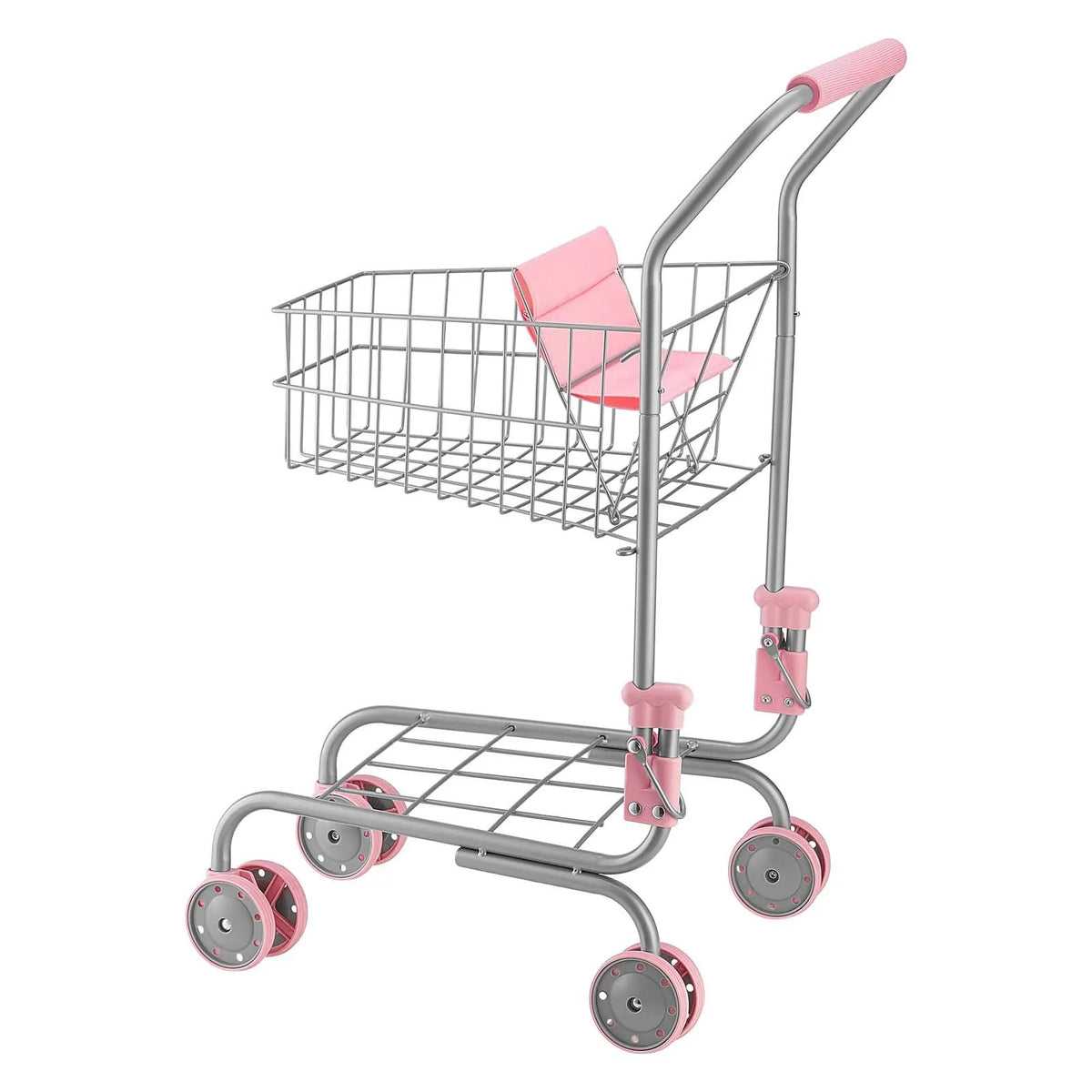 VEVOR Children's Shopping Trolley with Doll and Basket, Metal Frame, Foldable, from 3 Years