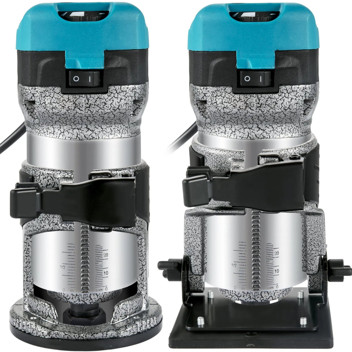 VEVOR Wood Router 710 W with 3 Collet Chucks, Woodworking Router with Fixed, Plunge, Bevel and Offset Base, Aluminium Body and Variable Speed