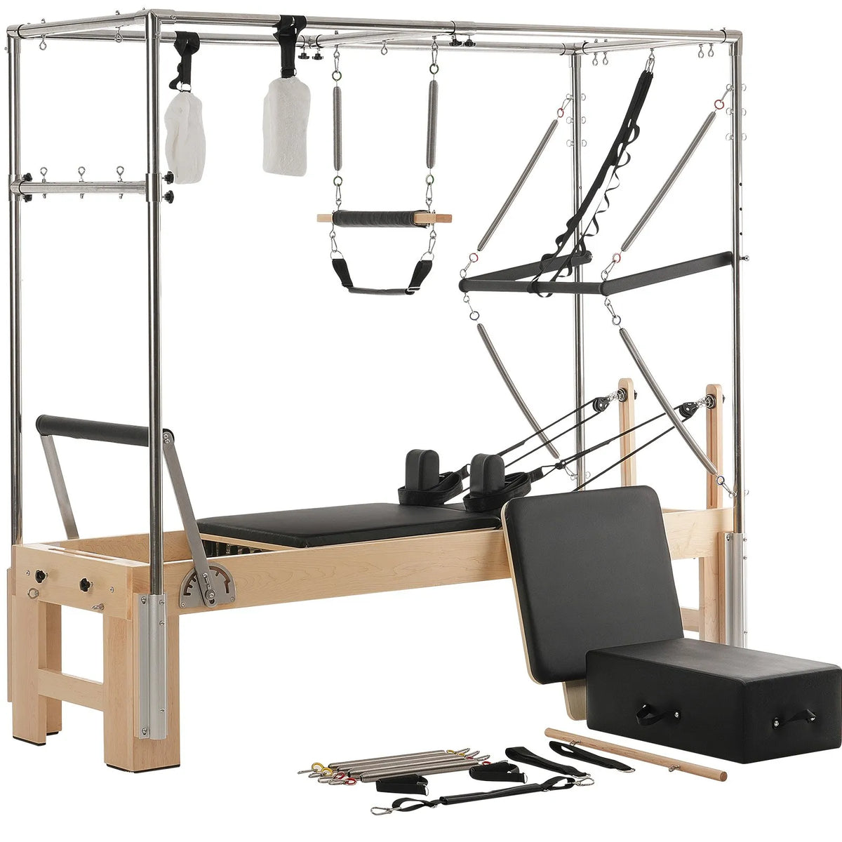 VEVOR pilates reformeris no koka ar dubulto pretestību, treniņu aprīkojums ar reformera kasti un lēciena platformu, piemērots iesācējiem un pieredzējušiem lietotājiem, slodze līdz 181 kg - ZEMLETES.LV