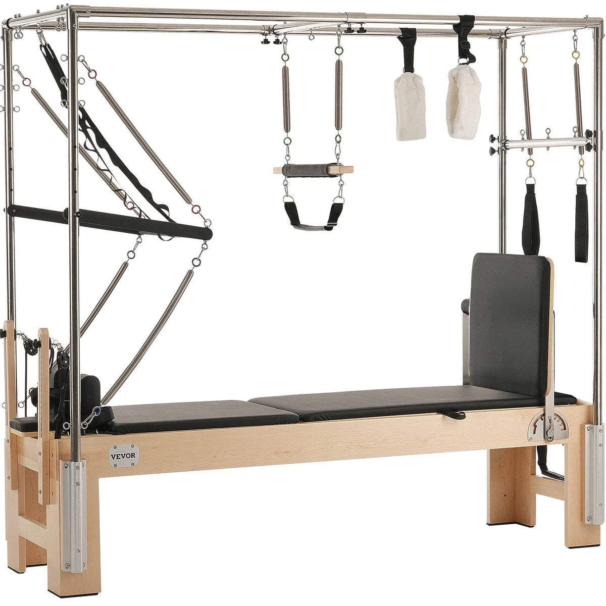 VEVOR pilates reformeris no koka ar dubulto pretestību, treniņu aprīkojums ar reformera kasti un lēciena platformu, piemērots iesācējiem un pieredzējušiem lietotājiem, slodze līdz 181 kg - ZEMLETES.LV