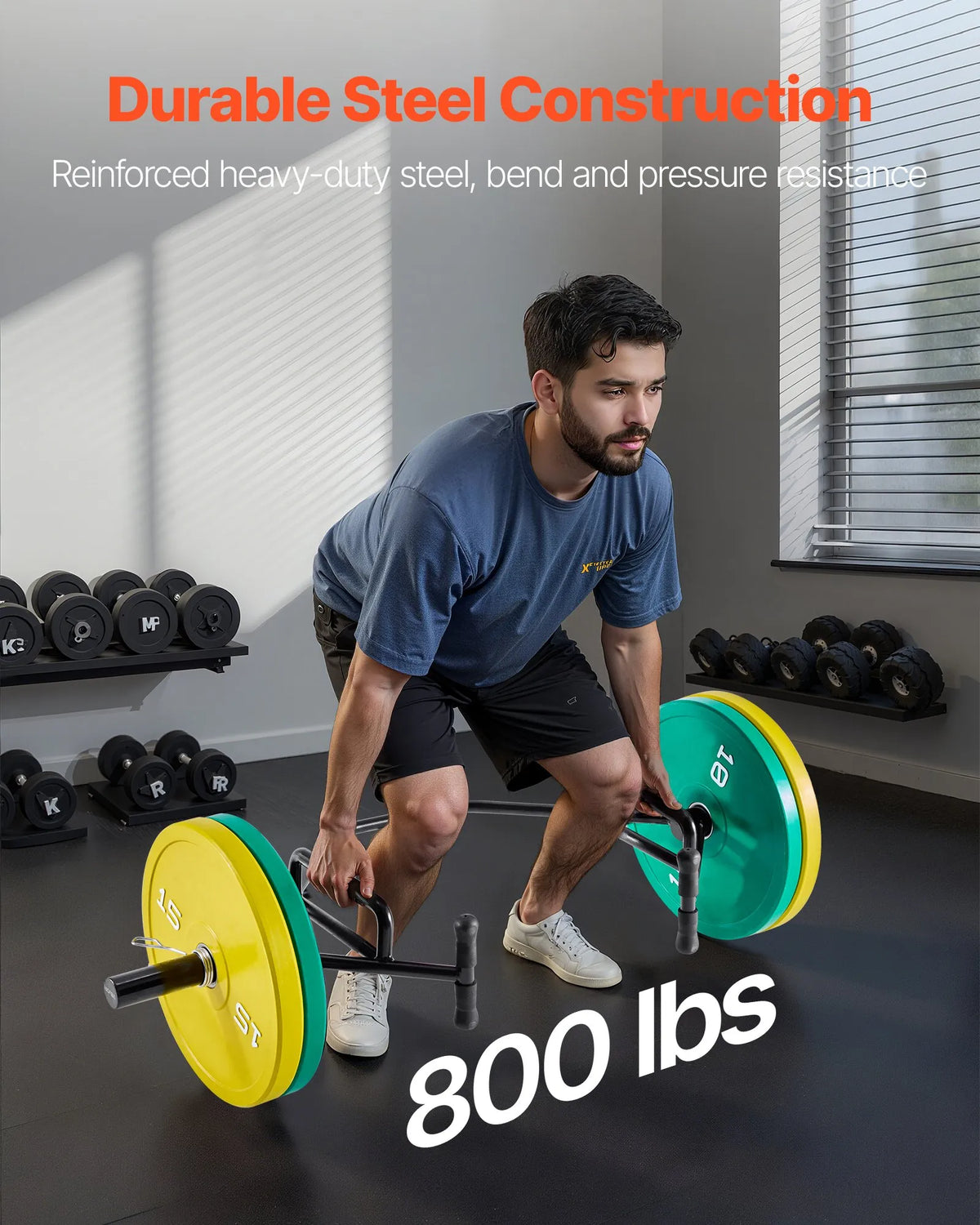 VEVOR trapeces stienis (hex bar), atvērta rāmja konstrukcija, 360 kg slodze, 50 mm diametrs, ar rievotiem rokturiem, piemērots pietupieniem, vilkmei un plecu spiedienam - ZEMLETES.LV