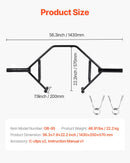 VEVOR trapeces stienis (hex bar), atvērta rāmja konstrukcija, 360 kg slodze, 50 mm diametrs, ar rievotiem rokturiem, piemērots pietupieniem, vilkmei un plecu spiedienam - ZEMLETES.LV