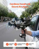 VEVOR HS-1015 bezvadu četru tauru pneimatiskā signāltūre, 130 dB, 18 V 4 Ah litija akumulators, iebūvēts gaisa sūknis, pārnēsājama, transportlīdzekļiem, brīvdabas pasākumiem un sporta sacensībām