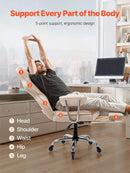 VEVOR vadītāja biroja krēsls, augsta atzveltne ar izvelkamu kāju balstu un noņemamiem roku balstiem, ergonomisks biroja krēsls ar augstas elastības putu polsterējumu, PU ādas grozāms krēsls ar riteņiem darbam, mācībām un spēlēm, brūns
