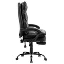 VEVOR vadītāja biroja krēsls, augsta atzveltne ar izvelkamu kāju balstu un jostasvietas spilvenu, ergonomisks biroja krēsls ar 135° atgāžamu atzveltni un regulējamu augstumu, PU ādas grozāms krēsls ar riteņiem darbam, mācībām un spēlēm, melns