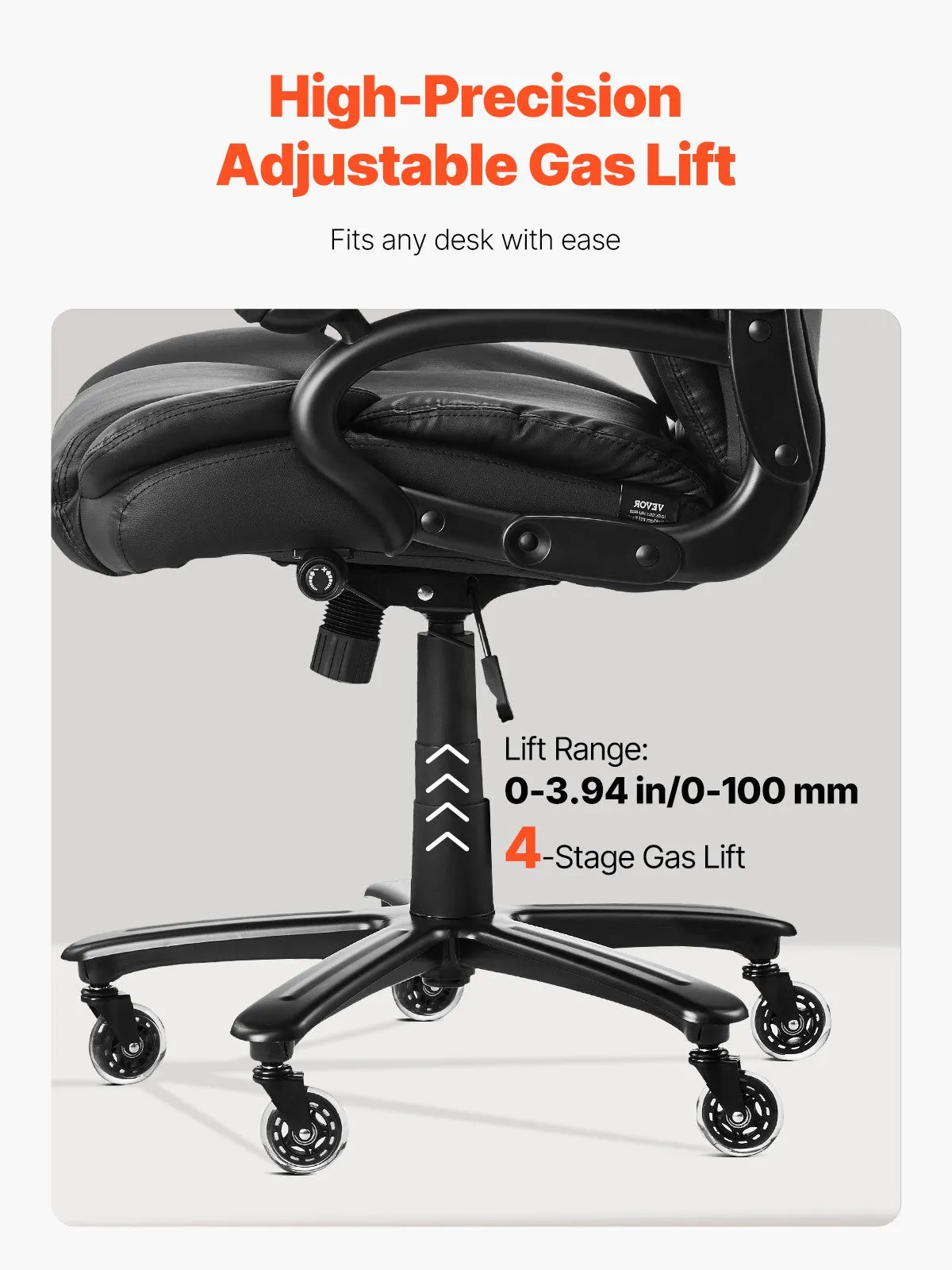 VEVOR Executive Office Chair with High Back and Adjustable Lumbar Support, PU Leather, Black
