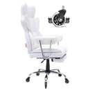 VEVOR atgāžams biroja krēsls ar kāju balstu, plats vadītāja biroja krēsls no PU ādas, ergonomisks biroja krēsls ar jostasvietas atbalstu, izturīgu metāla pamatni un klusiem riteņiem, balts