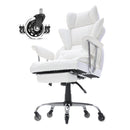VEVOR atgāžams biroja krēsls ar kāju balstu, plats vadītāja biroja krēsls no PU ādas, ergonomisks biroja krēsls ar jostasvietas atbalstu, izturīgu metāla pamatni un klusiem riteņiem, balts