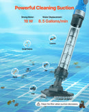 VEVOR Bezvadu rokas baseina putekļsūcējs, 8,5 GPM, ar pagarināmu kātu, spēcīga sūkšana dziļai tīrīšanai, uzlādējams baseina tīrītājs ar līdz 1 stundai darbības laiku, paredzēts virszemes un iebūvējamiem baseiniem un spa