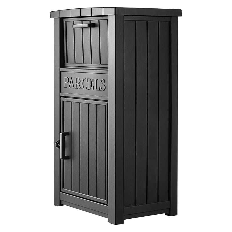 VEVOR KD-093A-Black paku piegādes kaste, 615 × 473 × 1121 mm, melna, biezs PP, slēdzama, pret zādzībām un laikapstākļiem izturīga, āra lietošanai