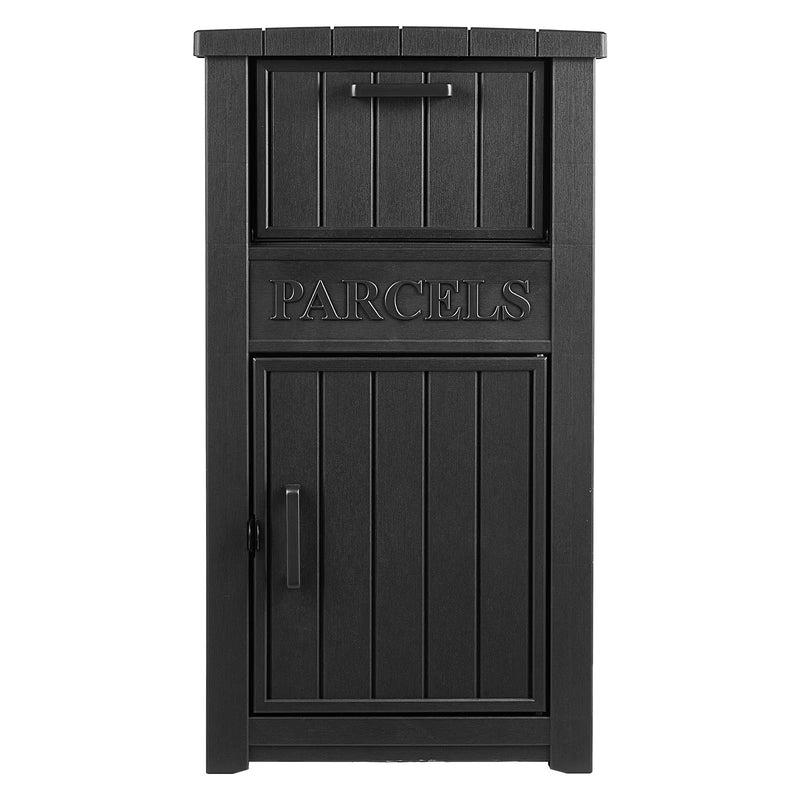 VEVOR KD-093A-Black paku piegādes kaste, 615 × 473 × 1121 mm, melna, biezs PP, slēdzama, pret zādzībām un laikapstākļiem izturīga, āra lietošanai